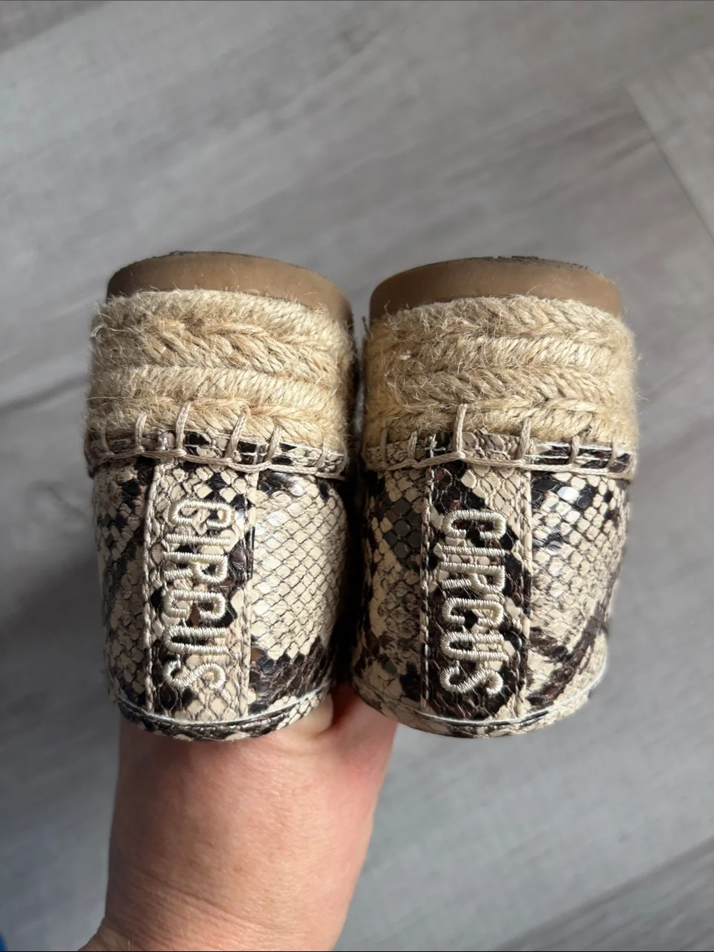 Circus by Sam Edelman Snake-Print Espadrille Slip-Ons in Beige and Brown